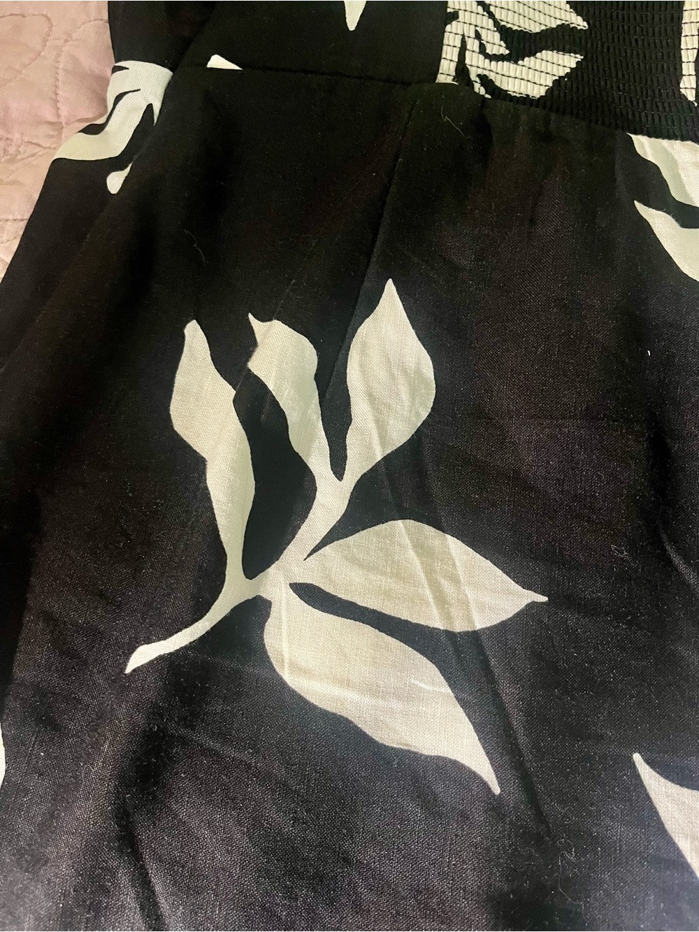 Loft Black and White Fern Print Linen Blend Halter Dress - Picture 3 of 8